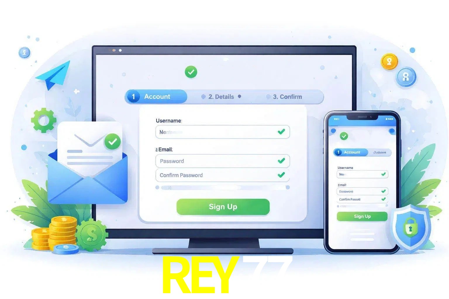 Registro de nuevo usuario y configuración de cuenta REY77